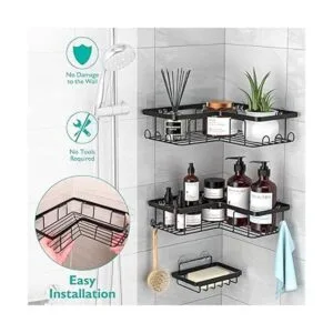 YASONIC Organizador de ducha adhesivo con soporte de_5