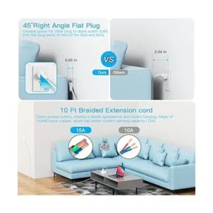 Power Strip 10ft Long Extension Cord with USB C Ports 3_5