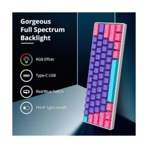 Mosptnspg RGB Mini Teclado mecánico para juegos de 60_3