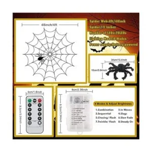 Luces de telaraña de Halloween de 4 pies de diámetro 70_4