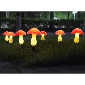 Homeleo Paquete de 8 luces solares de hongos rojos_7