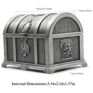 AVESON Caja de joyería rectangular de metal vintage para_7