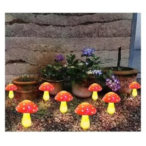 Homeleo Paquete de 8 luces solares de hongos rojos_6