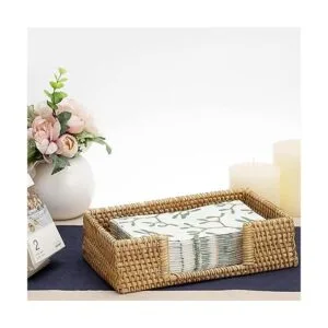 Sumnacon Servilletero rectangular de ratán para mesa de_2