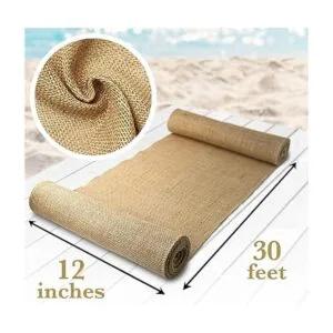 Camino de mesa de arpillera rústica de 12 x 30 pies_2