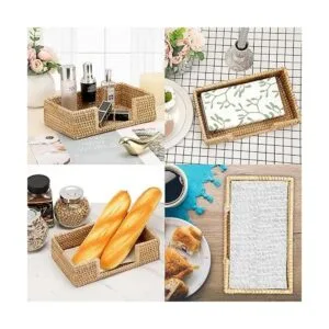 Sumnacon Servilletero rectangular de ratán para mesa de_6