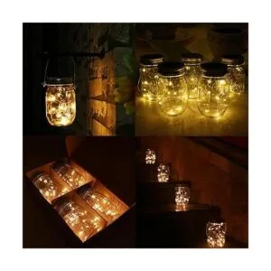 Paquete de 6 luces de tarro Mason alimentadas por energía_5