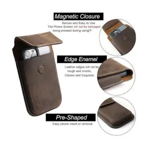 Gentlestache Funda de cuero para teléfono celular con clip_3