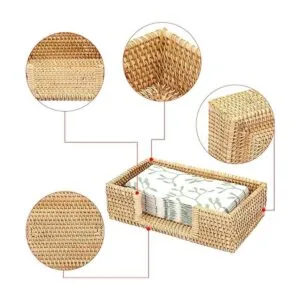 Sumnacon Servilletero rectangular de ratán para mesa de_4