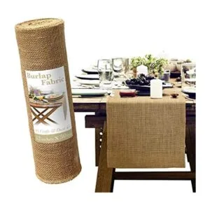 Camino de mesa de arpillera rústica de 12 x 30 pies_1