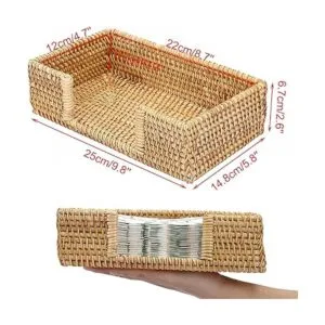 Sumnacon Servilletero rectangular de ratán para mesa de_3