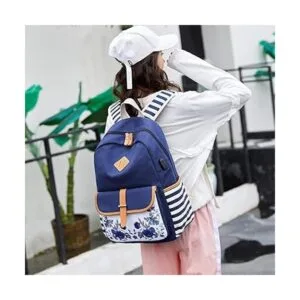 Goldwheat Mochilas de lona para niñas con puerto de carga_6