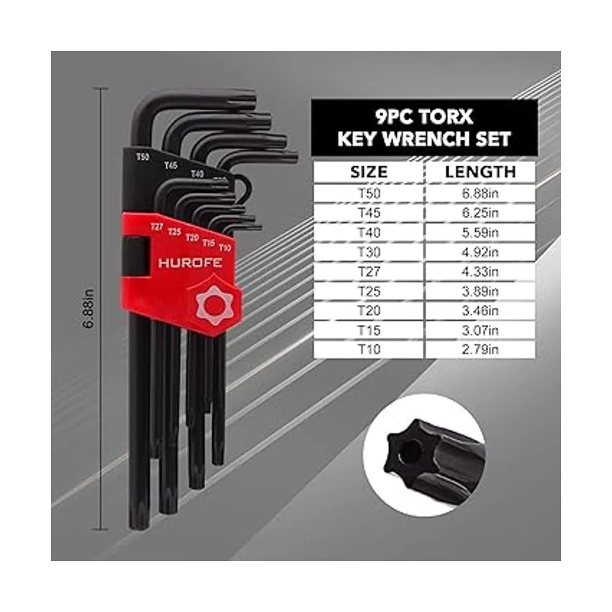 HUROFE Juego de llaves Allen hexagonales con extremo de_5