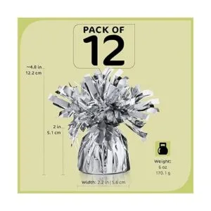 Srenta Pesas de globo plateadas paquete de 12 pesas de_2