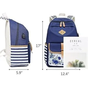 Goldwheat Mochilas de lona para niñas con puerto de carga_3