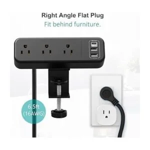 Tira de alimentación de abrazadera de escritorio con_4