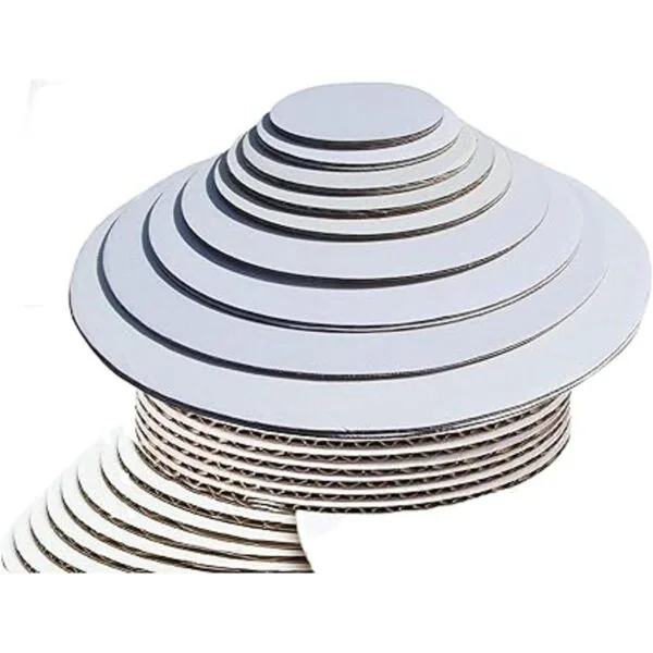 Juego de círculos redondos para tartas de color blanco con_7