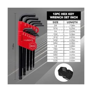 HUROFE Juego de llaves Allen hexagonales con extremo de_3