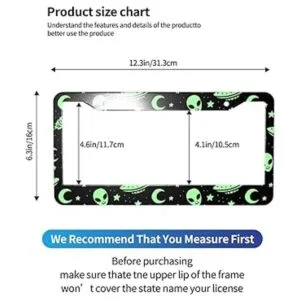 Green Alien Moon UFO Marcos de matrícula con tapas de_3