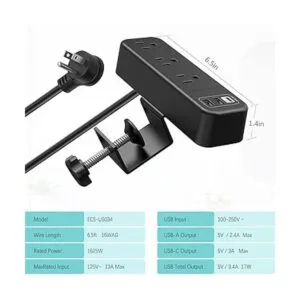 Tira de alimentación de abrazadera de escritorio con_6