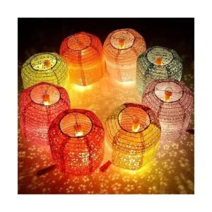 12 linternas de papel chino con luz LED lámparas de papel_2