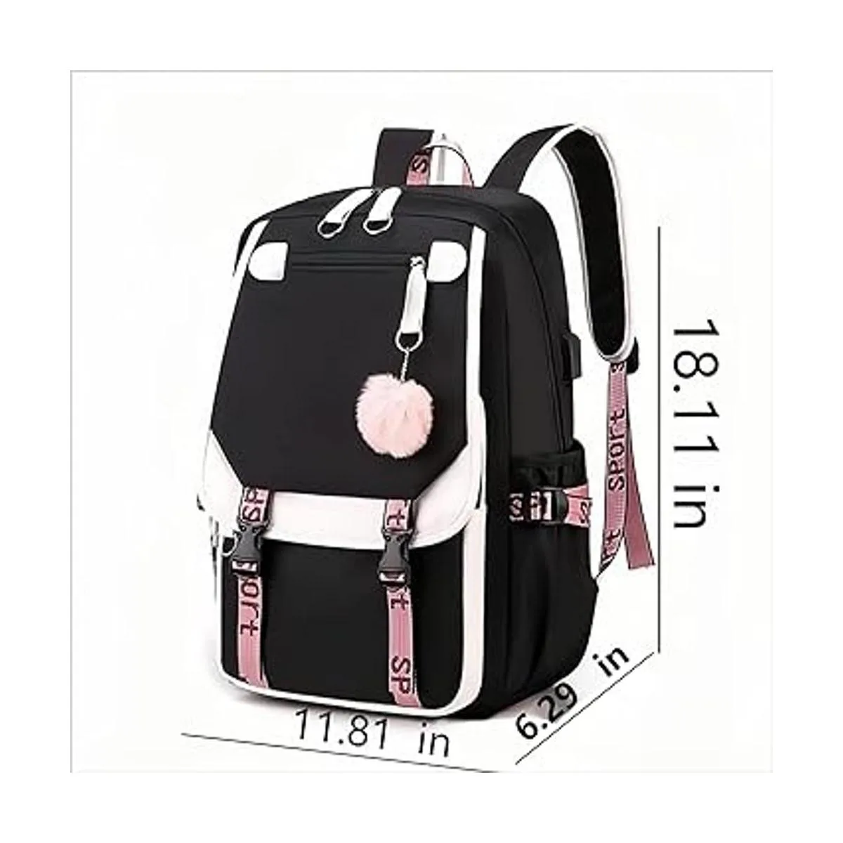 Mochila para niñas mochila ligera casual USB bolsa_2