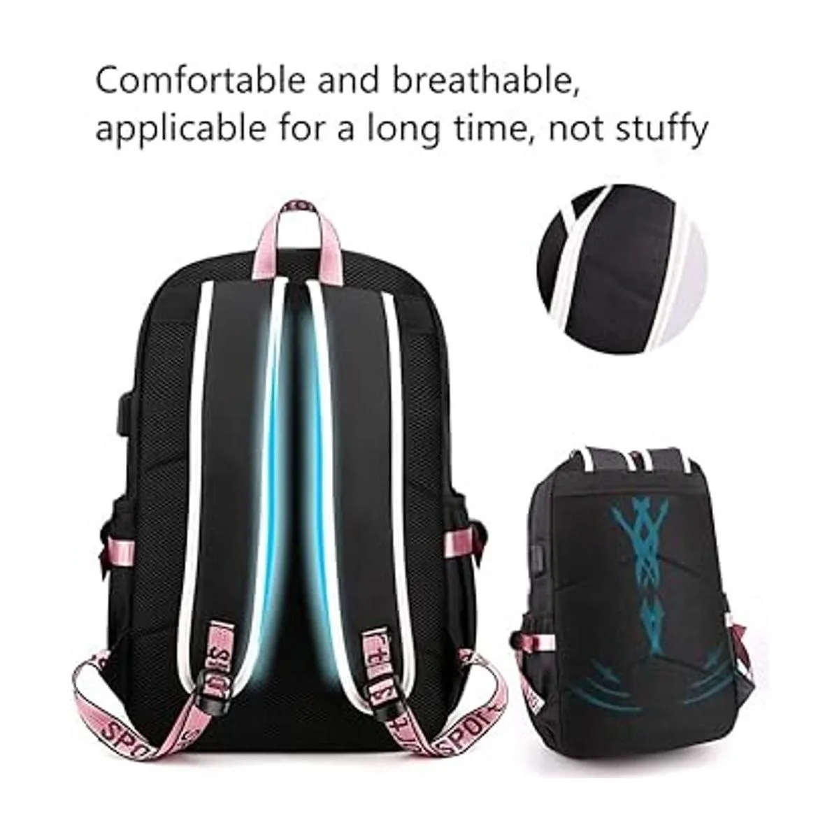Mochila para niñas mochila ligera casual USB bolsa_5