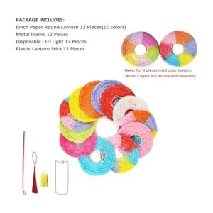 12 linternas de papel chino con luz LED lámparas de papel_3