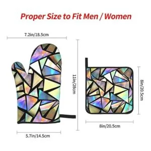 Juego de 4 manoplas de horno iridiscentes brillantes y_2