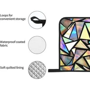 Juego de 4 manoplas de horno iridiscentes brillantes y_6