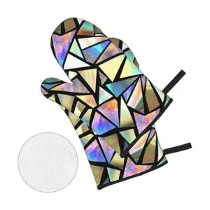 Juego de 4 manoplas de horno iridiscentes brillantes y_3