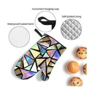 Juego de 4 manoplas de horno iridiscentes brillantes y_5