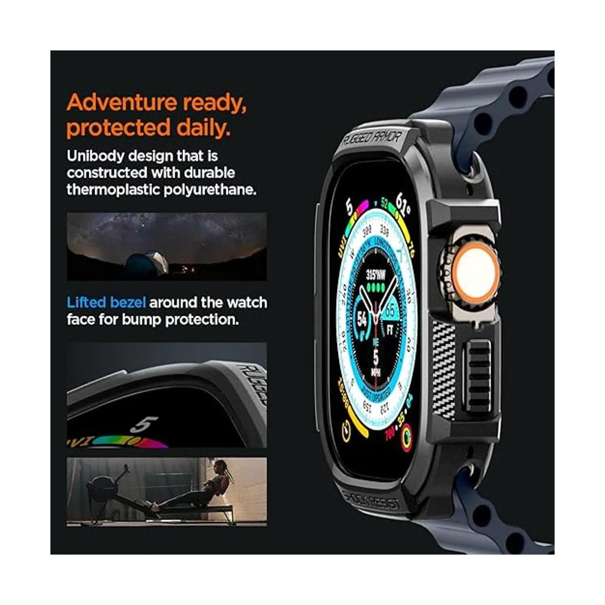 Spigen Rugged Armor Funda diseñada para Apple Watch Ultra_4