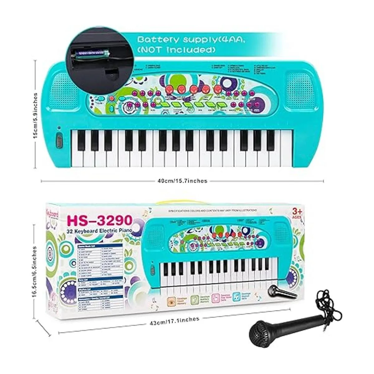 Raimy Teclado de piano para niños 32 teclas piano_4