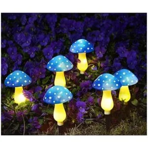 Abkshine Paquete de 6 luces solares azules de jardín_6