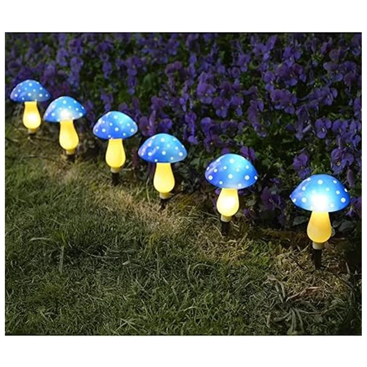 Abkshine Paquete de 6 luces solares azules de jardín_3