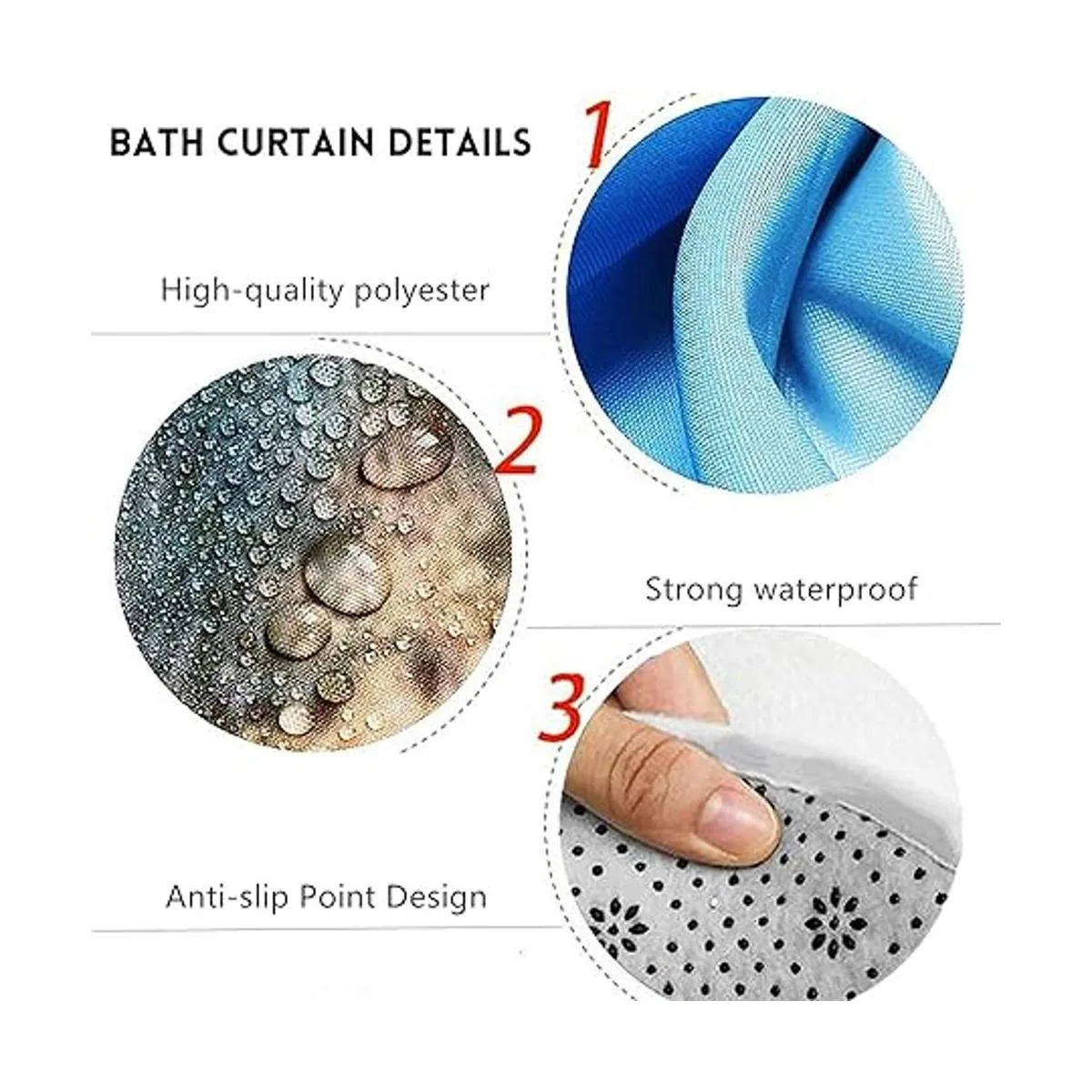 Juego de 4 cortinas de ducha a rayas azules y negras_7