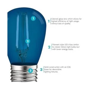 Luxrite S14 Edison Bombilla LED azul 0.5 W bombillas_4
