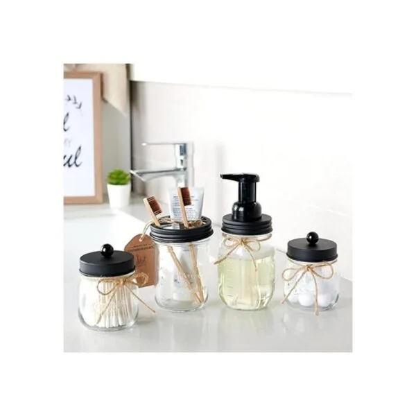 Juego de 4 accesorios de baño Mason Jar Dispensador de_6