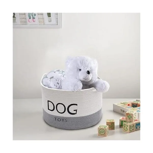 Geyecete Dog Storage Basket Round Weave Rope Basket Dog_6
