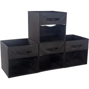 DOMEraax Cubo de almacenamiento de 4 cubos con ventana_1