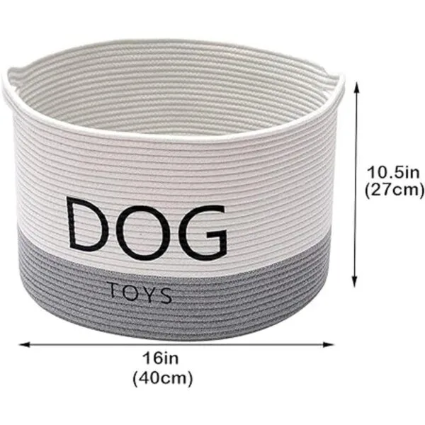 Geyecete Dog Storage Basket Round Weave Rope Basket Dog_7