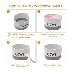 Geyecete Dog Storage Basket Round Weave Rope Basket Dog_4