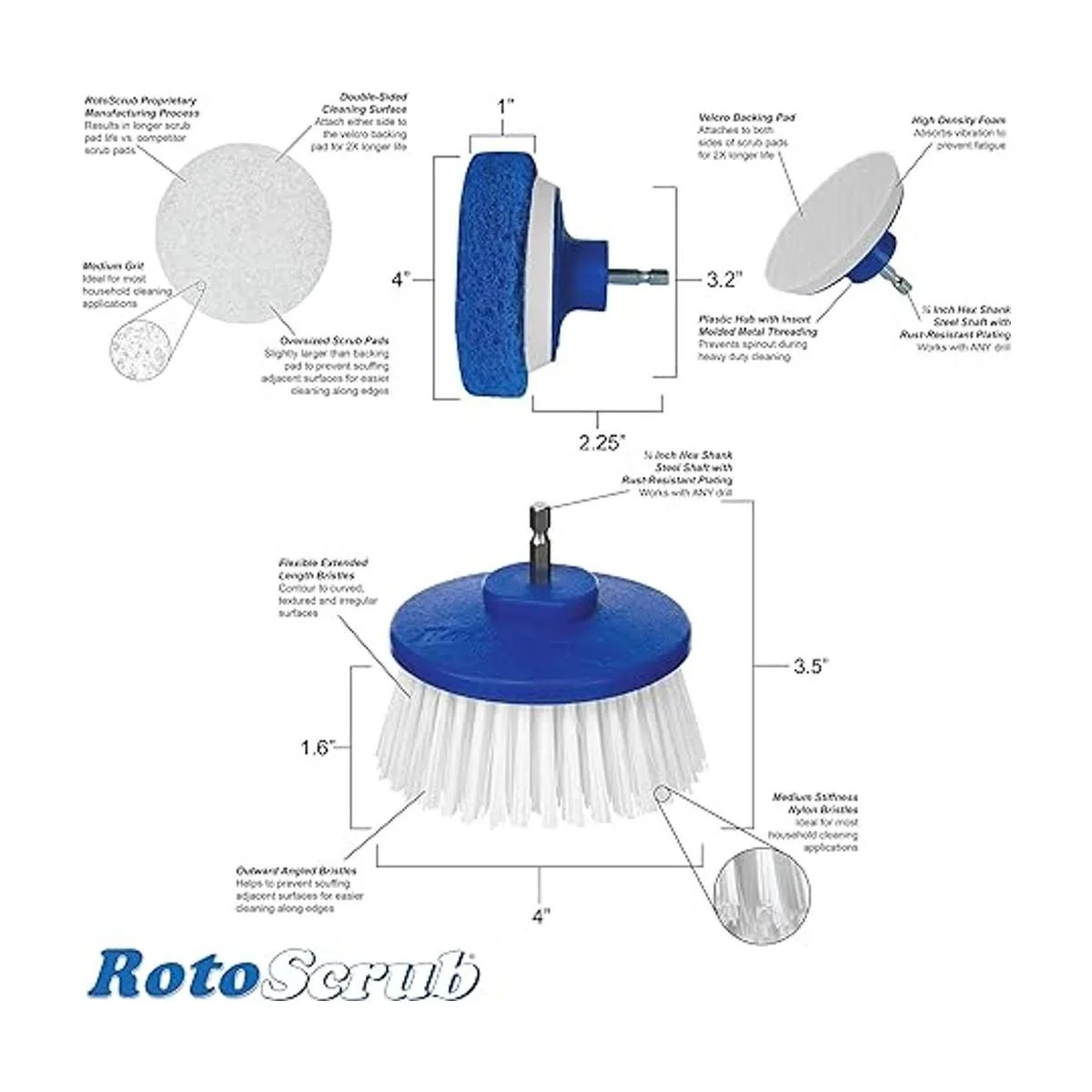 RotoScrub Almohadillas de limpieza de baño cepillo de_2