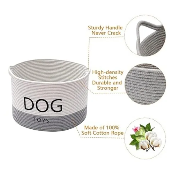 Geyecete Dog Storage Basket Round Weave Rope Basket Dog_2