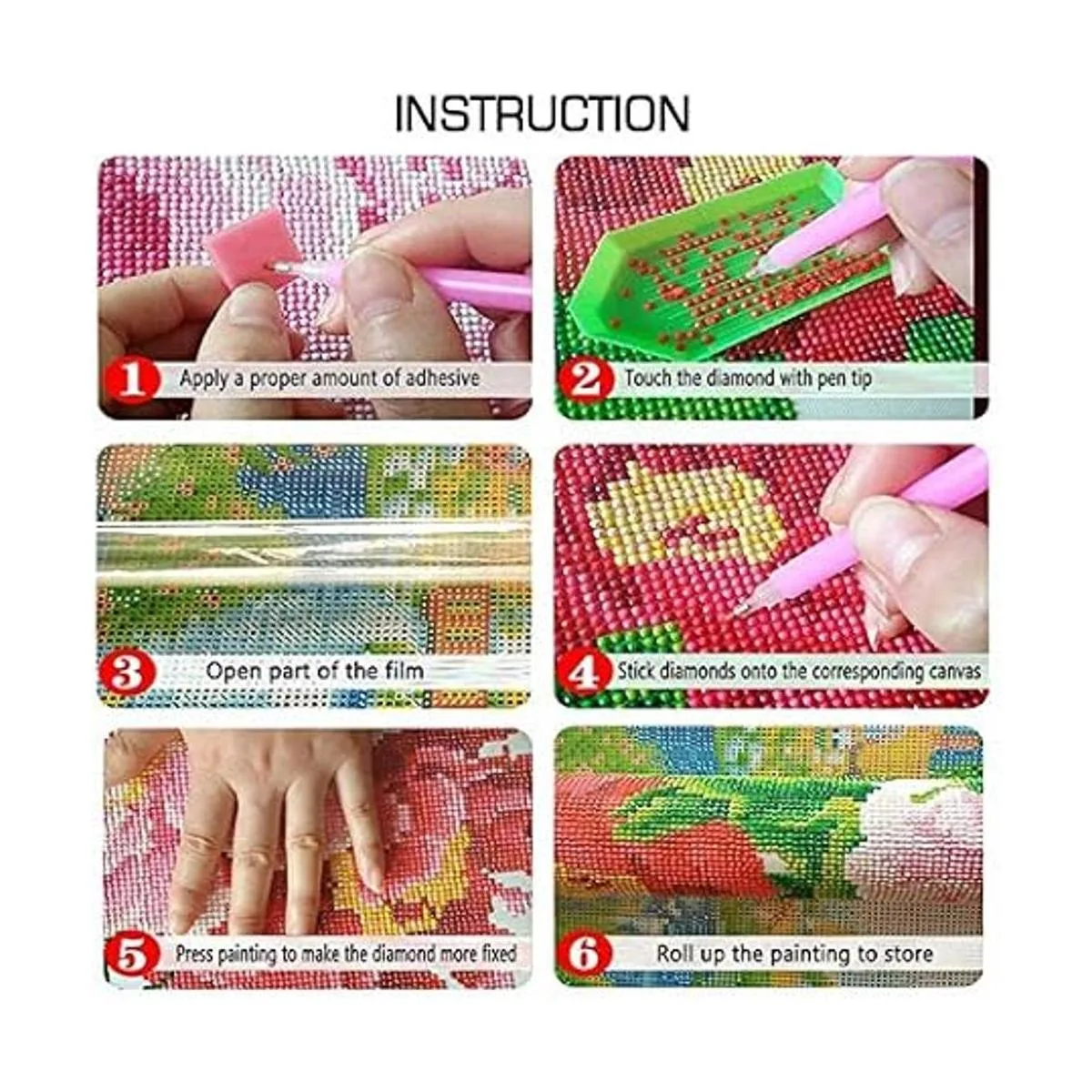 Kit completo de pintura de diamante 5D color blanco y_7