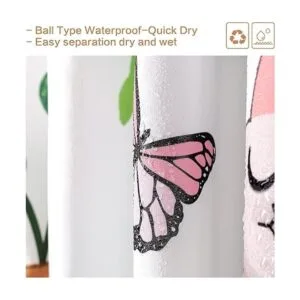 Cortina de ducha para gatos con plantas colgantes en_7