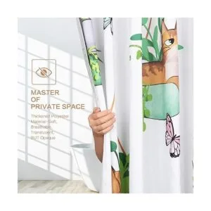 Cortina de ducha para gatos con plantas colgantes en_4