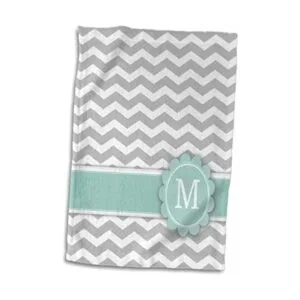3D Rose Letter M Monograma Sobre Gris y Blanco Chevron con_1