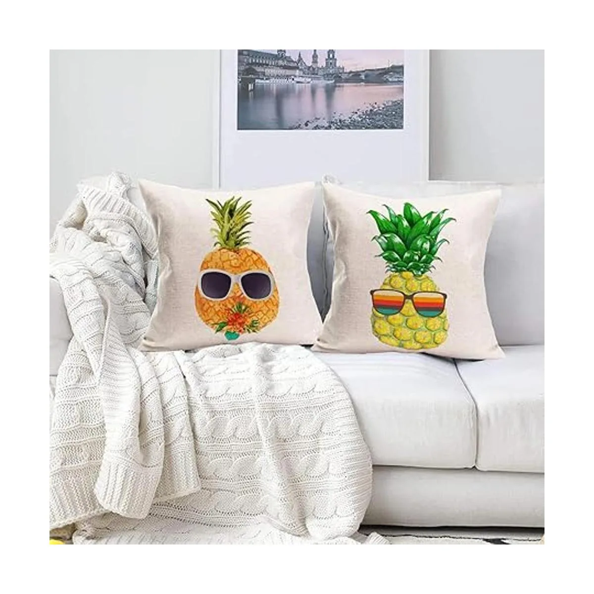 Smilyard Juego de 4 fundas de almohada de piña de 18 x 18_3